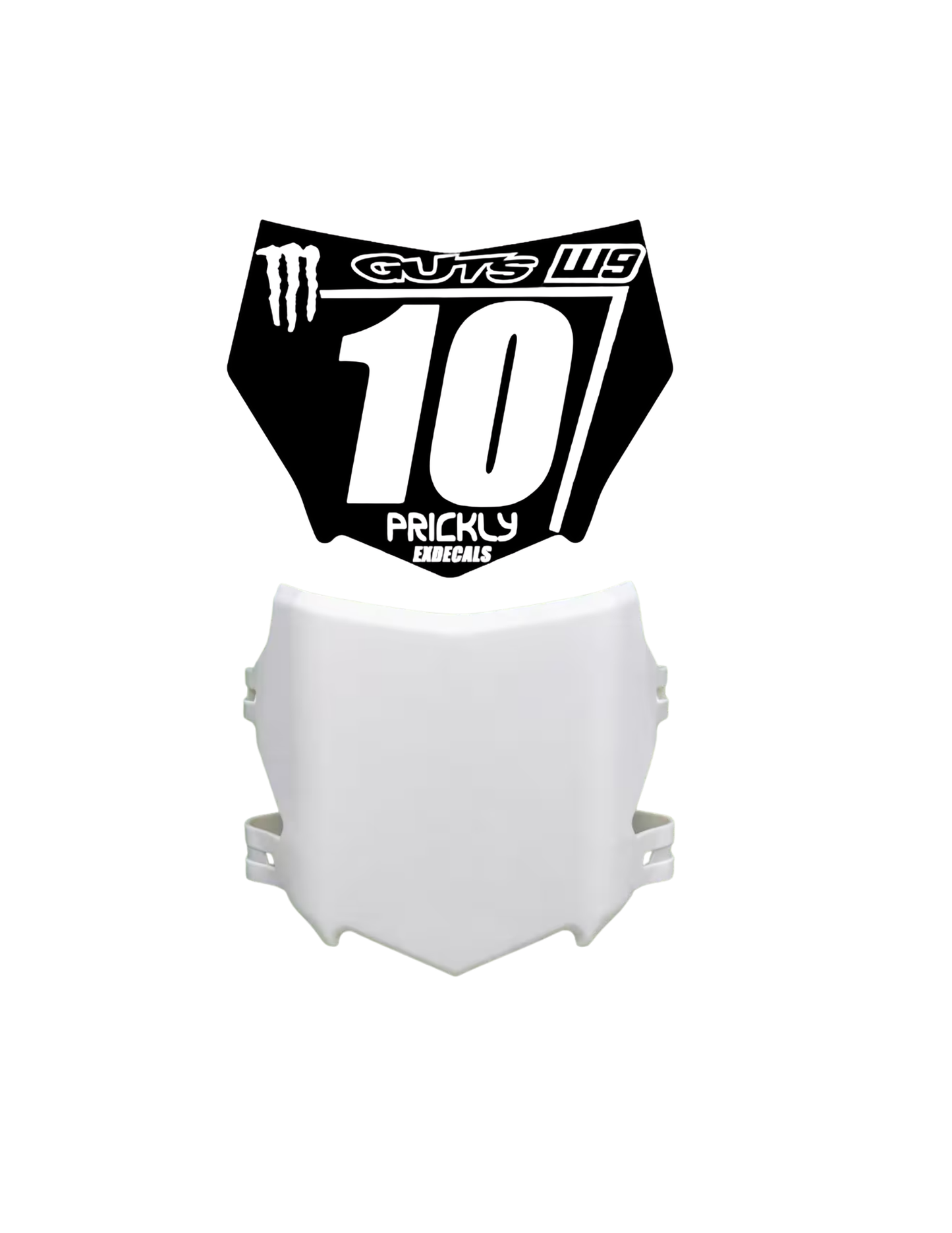 Dual set MotoCutz plate and decal (White and Black)